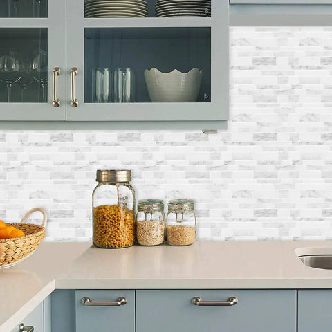Marble Peel And Stick Backsplash For Kitchen, Thick Self Adhesive Wall Tiles You Can Stick On, No Grout Needed, Marble Look Decorative Tiles, 10 Sheets 12x12 Inches, Upgraded 2-3X Thickness And 5X Stronger Adhesive