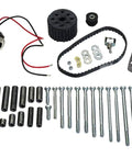 Built Tough Electric Water Pump Drive Kit Featuring Bolt On 12 Volt Motor Drag Strip Ready Belt Pulley System components including motor, pulleys, and hardware.