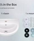 17.72 Inch Wall Mount Corner Sink Ceramic U Shaped With One Hole And Overflow Glossy White Finish and mounting kit