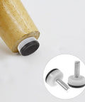 Adjustable M10 Furniture Leveling Feet Set With ABS And Iron Inserts 30 Pack showing detail of leveling foot on wooden leg