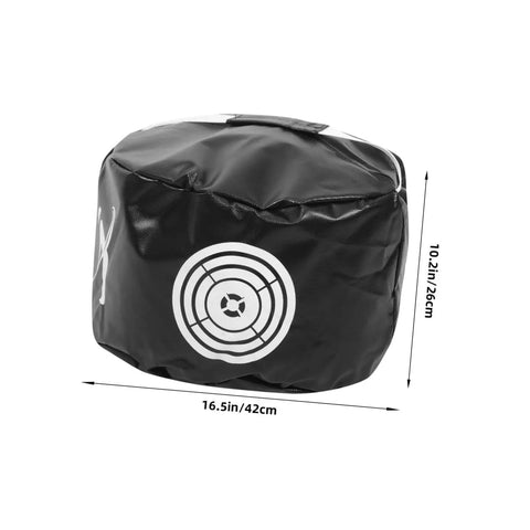Portable Golf Impact Training Bag Swing Trainer For Practice Indoors Or Outdoors; black nylon bag with target graphic