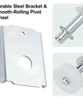 Built Tough Bifold Door Repair Kit For One Three Eighth Inch Wooden Cabinet Door Top Pivot And Bottom Bracket With Guide Wheel includes steel bracket and pivot wheel.