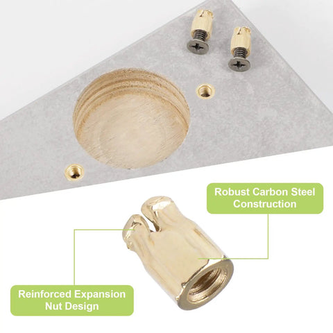 Cabinet Hinge Dowel Set With 50 Expansion Pins And Screws, Carbon Steel, Rust Resistant, Preinserted Pins For Quick And Easy Cabinet Door Mounts, DIY Friendly Gold Finish Fasteners For Strong Secure Installation, 6mm gold dowel in cabinet panel