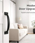 Heavy Duty Six Pack Gate Pull Door Handles Built Tough Five And Three Quarter Inch Black Metal Pulls For Wood Fence Shed Barn Door Cabinet And Screen Doors Includes Hardware Screws on white door