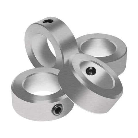 Zinc Plated Set Screw Shaft Collars Three Eighths Inch Bore Four Piece Pack Carbon Steel Heavy Duty for Industrial Machinery and Mechanical Projects