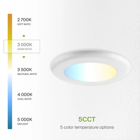 6 Pack 6 Inch LED Disk Lights Dimmable Flush Mount Ceiling Fixtures, color temperature options shown, 15W 5000K, ETL Energy Star