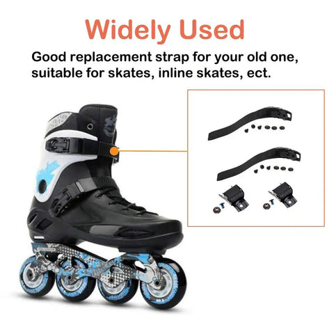 Replacement Roller Skate Strap Set, 2 Pack Inline Skate Buckles With Screws, Durable PVC Energy Straps for Men Women Kids