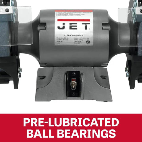 8-Inch Bench Grinder With 3450 RPM, 1/2 HP, 120V Single-Phase, Includes 60 and 36 Grit Vitrified Wheels, Enclosed Permanently Lubricated Bearings, Cast Iron Guards, Dust Vents, Quick-Adjust Spark Guard, Rubber Mounts, Big Eye Shields