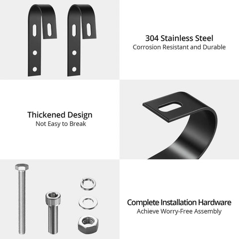 Two Pack Solar Panel Fence Mounting Kit For Balcony And Outdoor Spaces Black Durable Universal Brackets with hardware