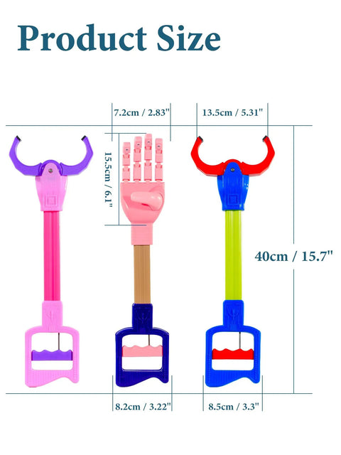 3-Piece Robot Arm Grabber Toy Set For Kids, 15.7 Inch Claw Grabber And Robotic Hand Pickup Tool, Fun Hands-On, Kid-Friendly Hand-Eye Coordination Toys For Fine Motor Skills And Imaginative Play