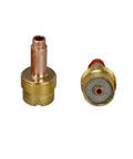 TIG Gas Lens Collet Bodies Jumbo Large Diameter One Eighth Inch And Three Point Two Millimeter Orifice For QQ300 PTA DB SR WP Seventeen Eighteen Twenty Six Welding Torch Pack Of Two showing front and top view