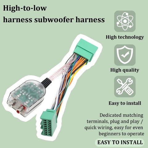 Car Audio Amplifier Adapter Interface For Radio System With High And Low RCA Converter Durable ABS automotive accessory