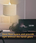 Plug In Pendant Light With 15 Ft Clear Cord Beige Linen Shade On Off Switch Hanging Ceiling Light For Bedroom Living Room Dining Area Cozy Vibe And Easy Height Adjustment above desk
