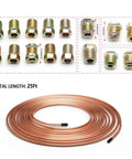 25 Feet Three Sixteenth Inch Copper Brake Line Kit With 16 Inverted Flare Fittings Zinc Plated Copper Tubing