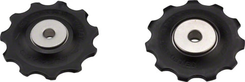 Dura-Ace 7900 10-Speed Rear Derailleur Pulley Set Version 2 for Road Bikes, showing two black pulleys with precision bearings.