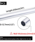 6061 Aluminum Round Tubing Two Pack One Half Inch Outer Diameter Seamless Tube With 0.08 Inch Wall And Ten Inch Length For DIY Projects
