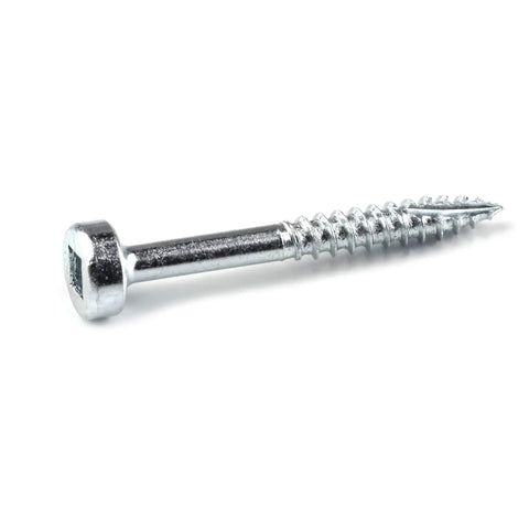 Close-up of Zinc Pocket Hole Screw, 1-1/4 inch Fine Thread Pan Head for Woodworking and Cabinetry, SPS-F125-100