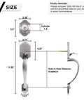 Double Door Lock Set With Handle And Dummy, Satin Nickel Finish, Single Cylinder Deadbolt dimensions and size details chart