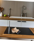 Real Deal Silicone Cutting Board Oil Wax Applicator Brush For Zero Hassle Kitchen Maintenance And Wooden Utensil Care Food Grade Mineral Oil Finishing Tool Smooth Operator No Rush Setup on a kitchen countertop.