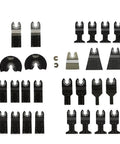 29 Piece Universal Wood And Metal Oscillating Multitool Blades With Quick Release for versatile cutting in DIY projects and home reno.