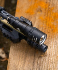 LH8 V2 Weapon Light Head Potted 5700K mounted on a tactical rail, showcasing long throw flashlight.
