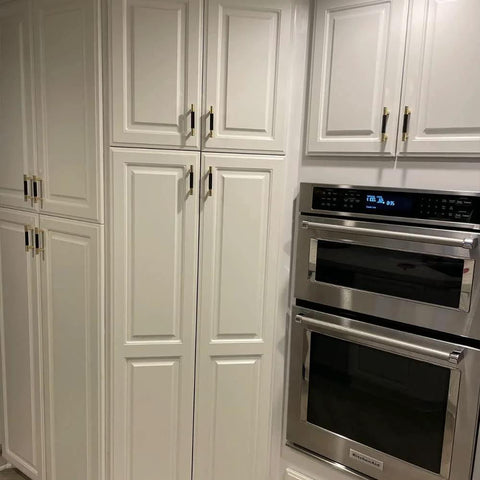 White kitchen cabinets with gold and black knurled 5 inch center bar cabinet pulls set of 10 aluminum handles for brushed gold drawers cupboards.