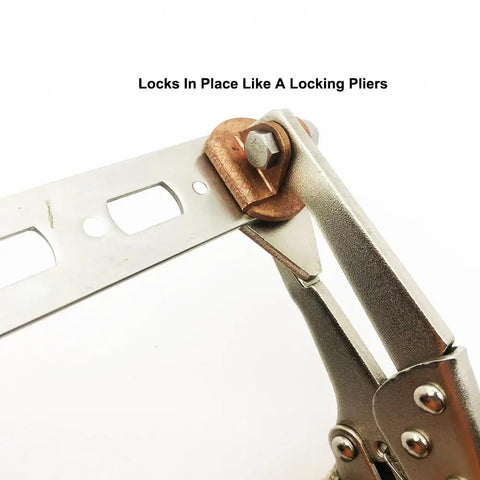 Heavy Duty Locking Pliers With Adjustable Grip And Precision Adjustment Screw gripping metal for metalworking and DIY