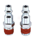 Premium Red 2 Pack 1/4 Npt Male Air Line Fitting Quick Connect Coupler Kit For Compressor Hose And Pneumatic Tools Industrial Type D Standard Heavy Duty, two metal fittings