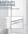 Heavy Duty 4 Inch Door Hinges Marine Grade 316 Stainless Steel Ball Bearing 5 By 8 Radius shown with screws