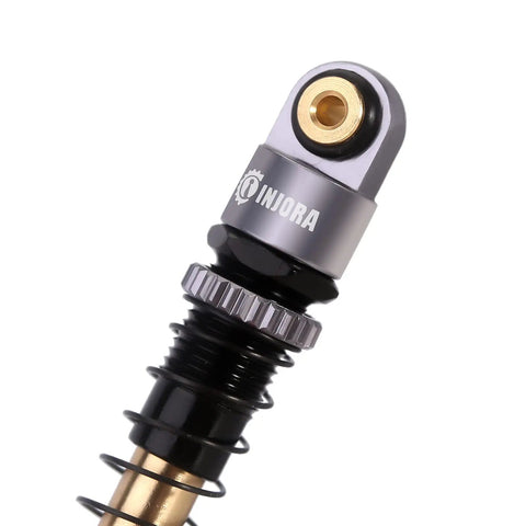 Close-up of Beefy 43mm Aluminum Threaded Shocks Absorbers For 1/24 SCX24 RC Crawlers Grey, designed for rugged stability.