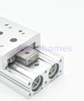Heavy Duty Double Acting Pneumatic Actuator True Smooth Glide Air Slide Table Cylinder Adjuster 8 Mm Bore Long Stroke showing aluminum cylinder details.