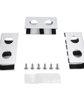 Slick Silver Under Desk Laptop Mount With Solid Aluminum Shelf And Anti Scratch Silicone Pads hardware components including brackets and screws.
