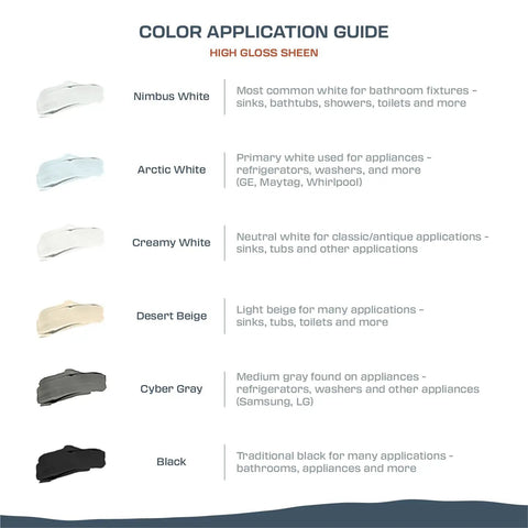 Color comparison guide for Porcelain And Appliance Touch Up Paint Nimbus White 1oz With Brush In Bottle High Gloss on fixtures.