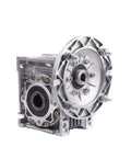 Built Tough Heavy Duty Worm Gear Reducer With A Solid Aluminum Housing For Smooth Speed Control And Rock Solid Motor Drive Adapter Performance In Any Industrial Setup, side view showing aluminum construction.