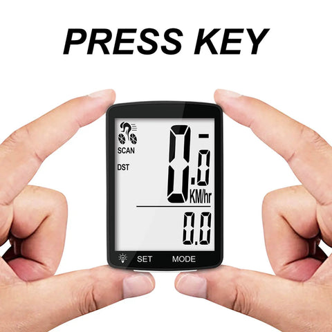 Wireless Bike Computer With 20 Functions All Weather Waterproof Speedometer And Odometer 3 Inch Big LCD Screen handheld view