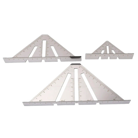 Stainless Steel Miter Square Ruler Set Of 3 Heavy Duty Pro Grade Multi Angle Measuring Tool With 45 90 And Twenty Two And A Half Degree Angles