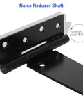 Close-up of Six Pack 12 Inch T Strap Shed Hinge Set in black with noise reducer shaft and 0-270° rotation angle, rust-resistant iron