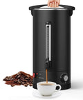 Commercial Coffee Urn, 120 Cup Capacity, 18 Liter Large Electric Beverage Dispenser, Double Wall Stainless Steel, Black, front view
