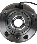 Front view of Front Wheel Hub And Bearing Assembly 513272 For 2007 2010 Jeep Wrangler With ABS, 5 Lug, showing hub and ABS cable.