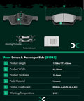 Front Ceramic Brake Pads Kit 4Pc Set for Ford Escape 2005-2012 Mazda Tribute 2005-2006 2008-2010 Mercury Mariner with specs display.