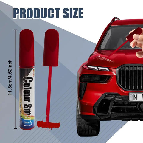 Touch Up Paint For Cars Red Scratch Repair Pen Quick And Easy Car Scratch Remover For Automotive Paint resting on vehicle hood