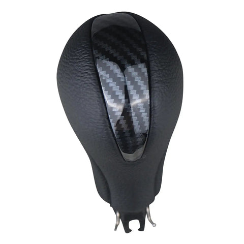 Gear Shift Knob For Automatic Transmission Replacement In Black And Carbon Fiber, Designed To Match OEM Dimensions, top view