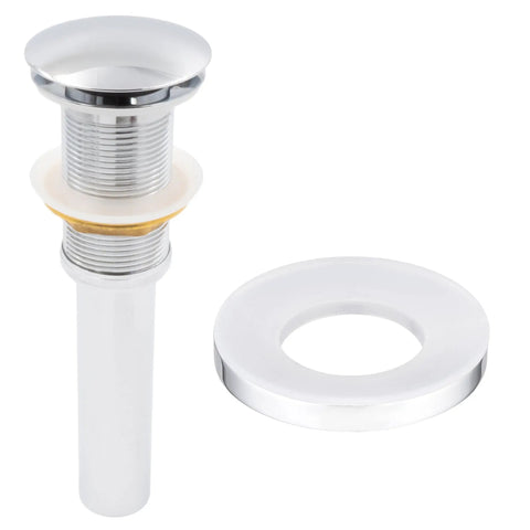 Chrome 1.5in pop up drain and mounting ring from Oval Glass Vessel Bathroom Sink Set With Chrome Hardware, Hand Painted Black And Silver Finish, Tempered Glass, Scratch And Stain Resistant, Polished Interior, Textured Exterior, Includes 1.5in Pop Up Drain And Mounting Ring, 21.5 By 15 By 4.75 Inches.