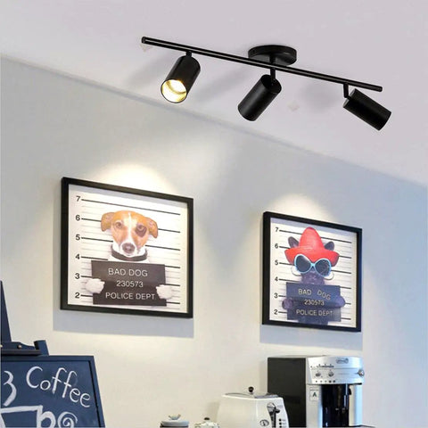 Modern Matte Black Track Lighting Kit With Three Adjustable Heads Dimmable LED Ceiling Spots For Kitchen And Home Flexible Angles 180 Degree Horizontal Rotation 90 Degree Vertical Rotation Flush Mount Indoor Lighting