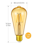 Smart Edison Bulbs 4 Pack WiFi LED E26 Edison Bulbs And ST19 Vintage Filament Dimmable 45W Equivalent 2200K Soft White 350 Lumens