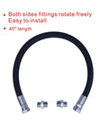 Heavy Duty Pro Grade Compressor Jumper Hose with Freely Rotating Three Quarter NPT Ends, 40 Inch Length, accessories shown