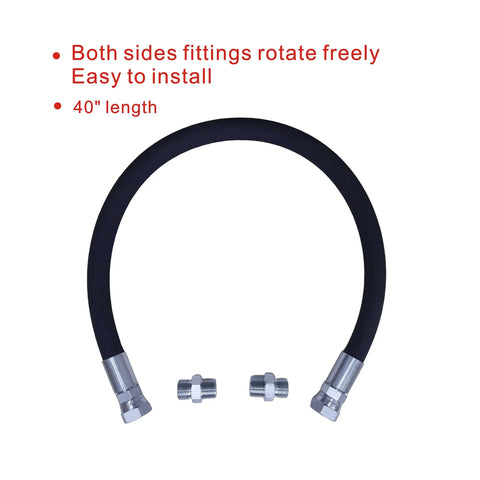 Heavy Duty Pro Grade Compressor Jumper Hose with Freely Rotating Three Quarter NPT Ends, 40 Inch Length, accessories shown