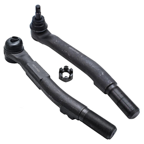 9 Piece Front Suspension Kit For 2005-2016 Ford F-250 F-350 Super Duty 4WD Beefed Up Upper And Lower Ball Joints, Drag Link At Pitman Arm, Adjustment Sleeve, And All Necessary Components. Two black front tie rods with adjustment sleeve for Ford Super Duty 4WD.