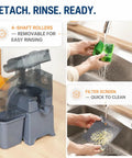 Heavy Duty Commercial Automatic Citrus Juicer Machine High Output Electric Orange Lemon Squeezer Extractor With Auto Pulp Separation cleaning components in sink.