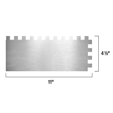 Half Inch Square Notch Carbon Steel Trowel With Wooden Handle For Thinset And Mortar Eleven Inch By Four And A Half Inch Blade